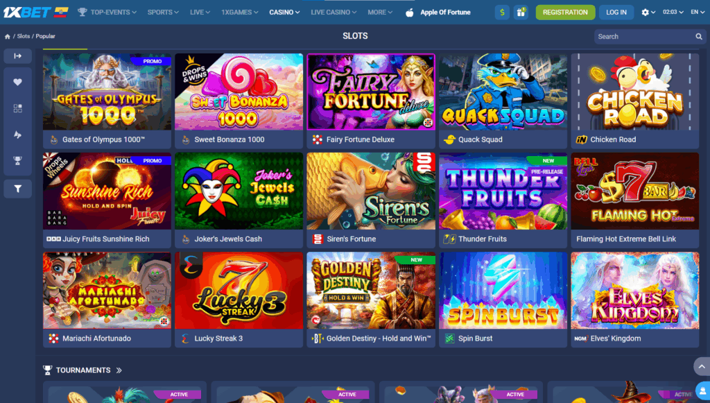 Overview of the slot games available in 1xBet Guyana