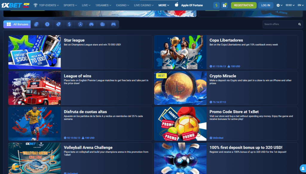 Information about the welcome bonus offered by 1xBet Guyana