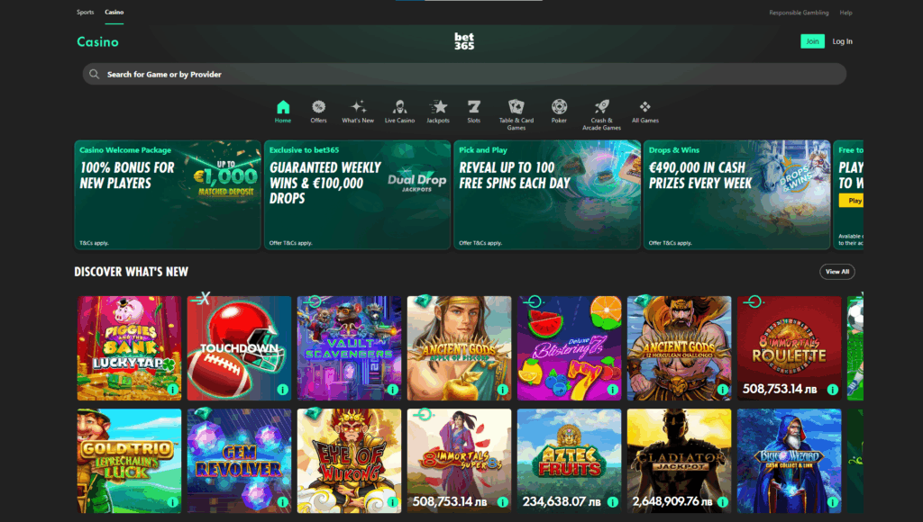 Overview of the slot games available in Bet365 Guyana